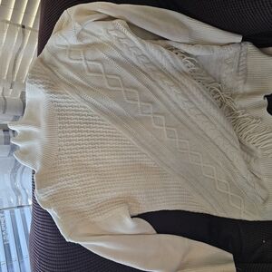 Elegant White Cable Knit Sweater